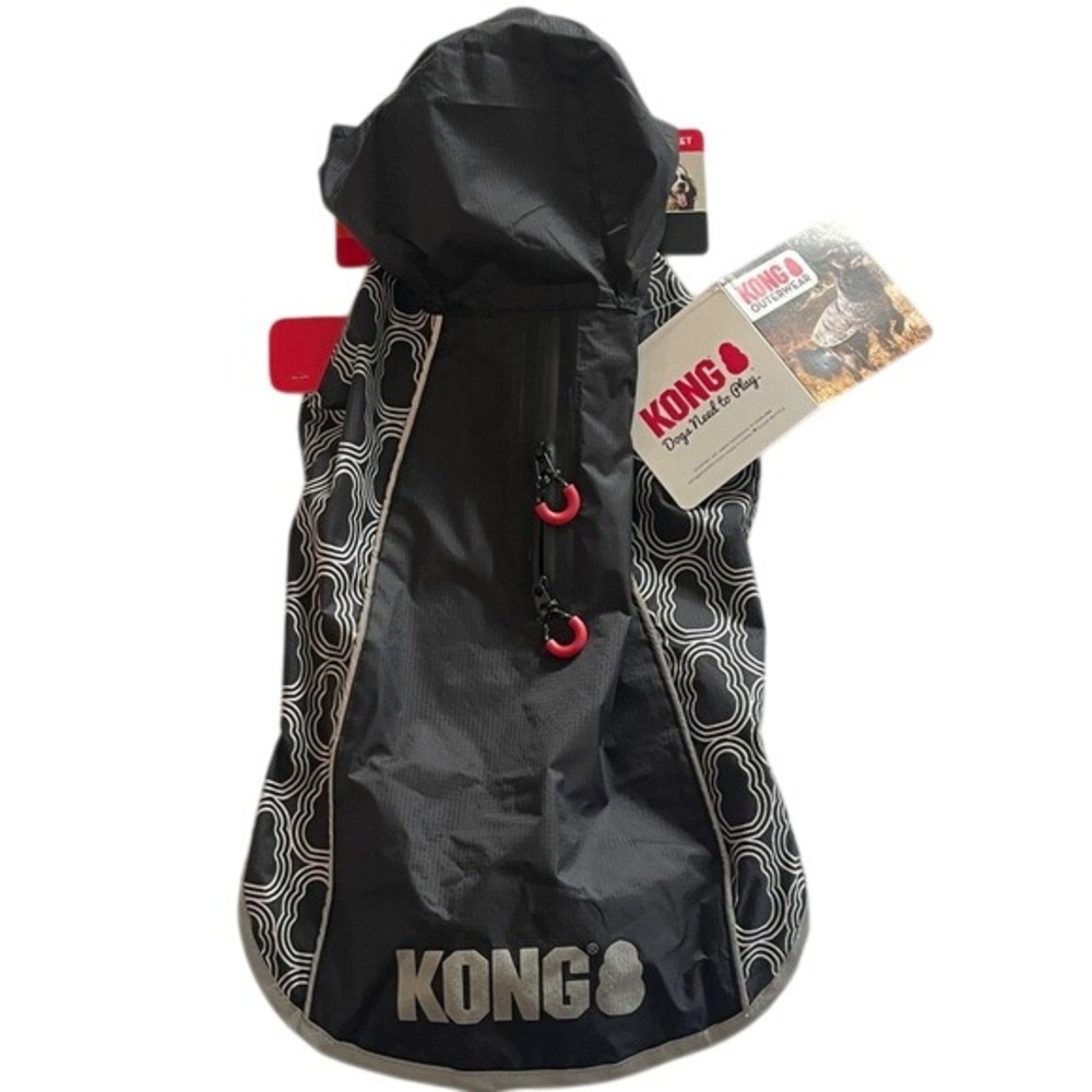 Kong Dog Lightweight Reflective Black Rain Jacket‎ Small 12-14 Inch NWT
